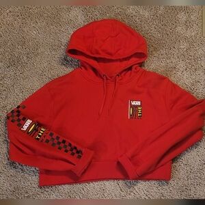Vans Off The Wall Red Graphic Cropped Hoodie